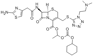 5-Thia-1-azabicyclo[4.2.0]oct-2-ene-2-carboxylic acid, 7-[[(2-amino-4-thiazolyl)acetyl]amino]-3-[[[1-[2-(dimethylamino)ethyl]-1H-tetrazol-5-yl]thio]methyl]-8-oxo-, 1-[[(cyclohexyloxy)carbonyl]oxy]ethyl ester, [6R-(6α,7β)]- CAS#: 95761-91-4