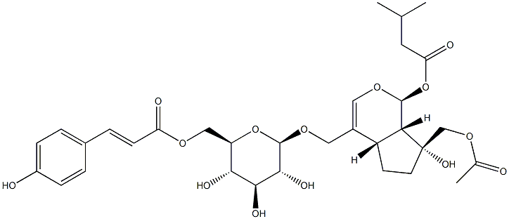 (-)-[(1S)-7α-Acetyloxymethyl-1,4aα,5,6,7,7aα-hexahydro-7β-hydroxy-1α-(3-methyl-1-oxobutoxy)cyclopenta[c]pyran-4-yl]methyl 6-O-[[(E)-2-(4-hydroxyphenyl)ethenyl]carbonyl]-β-D-glucopyranoside CAS#: 97941-28-1