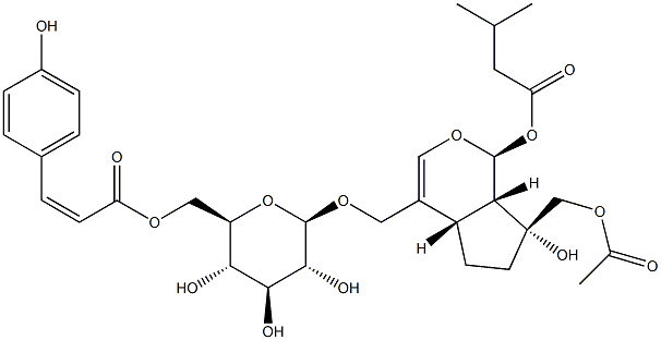 (-)-[(1S)-7α-[(Acetyloxy)methyl]-1,4aα,5,6,7,7aα-hexahydro-7β-hydroxy-1α-(3-methyl-1-oxobutoxy)cyclopenta[c]pyran-4-yl]methyl 6-O-[[(Z)-2-(4-hydroxyphenyl)ethenyl]carbonyl]-β-D-glucopyranoside CAS#: 97995-98-7