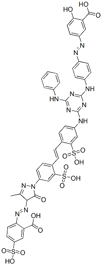 Benzoic acid, 2-[[1-[4-[2-[4-[[4-[[4-[(3-carboxy-4-hydroxyphenyl)azo]phenyl]amino]-6-(phenylamino)-1,3,5-triazin-2-yl]amino]-2-sulfophenyl]ethenyl]-3-sulfophenyl]-4,5-dihydro-3-methyl-5-oxo-1H-pyrazol-4-yl]azo]-5-sulfo- CAS#: 94159-09-8