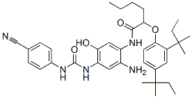 N-[2-amino-4-[[[(4-cyanophenyl)amino]carbonyl]amino]-5-hydroxyphenyl]-2-[2,4-bis(1,1-dimethylpropyl)phenoxy]hexanamide CAS#: 93783-13-2