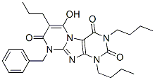 Pyrimido[2,1-f]purine-2,4,8(1H,3H,9H)-trione,  1,3-dibutyl-6-hydroxy-9-(phenylmethyl)-7-propyl- CAS#: 91285-09-5