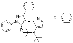 Structure of 5-(Di-tert-butylphosphino)-1', 3', 5'-triphenyl-1'H-[1,4']bipyrazole CAS 894086-00-1