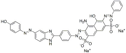disodium 4-amino-5-hydroxy-3-[[4-[5-[(4-hydroxyphenyl)azo]-1H-benzimidazol-2-yl]phenyl]azo]-6-(phenylazo)naphthalene-2,7-disulphonate CAS#: 93803-37-3