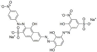 disodium 6-[[2,6-dihydroxy-3-[(2-hydroxy-3-nitro-5-sulphonatophenyl)azo]phenyl]azo]-4-hydroxy-3-[(4-nitrophenyl)azo]naphthalene-2-sulphonate CAS#: 93940-00-2