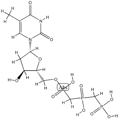 [hydroxy-[[hydroxy-[[(2R,3S,5R)-3-hydroxy-5-(5-methyl-2,4-dioxo-pyrimi din-1-yl)oxolan-2-yl]methoxy]phosphoryl]methyl]phosphoryl]methylphosph onic acid CAS#: 90094-77-2