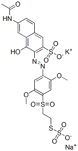 potassium sodium 6-(acetylamino)-3-[[2,5-dimethoxy-4-[[2-(sulphonatothio)ethyl]sulphonyl]phenyl]azo]-4-hydroxynaphthalene-2-sulphonate CAS#: 94249-21-5