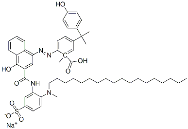sodium 1-methyl 2-[[4-hydroxy-3-[[[2-(methyloctadecylamino)-5-sulphonatophenyl]amino]carbonyl]-1-naphthyl]azo]-5-[1-(4-hydroxyphenyl)-1-methylethyl]benzoate CAS#: 93882-03-2