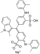 sodium hydrogen -5-[(1,2-dimethyl-1H-indol-3-yl)[4-[(o-tolyl)imino]-3-sulphonato-2,5-cyclohexadien-1-ylidene]methyl]-2-[(o-tolyl)amino]benzenesulphonate CAS#: 94275-71-5