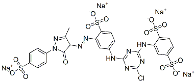 tetrasodium 2-[[4-chloro-6-[[3-[[4,5-dihydro-3-methyl-5-oxo-1-(4-sulphonatophenyl)-1H-pyrazol-4-yl]azo]-4-sulphonatophenyl]amino]-1,3,5-triazin-2-yl]amino]benzene-1,4-disulphonate CAS#: 94042-73-6