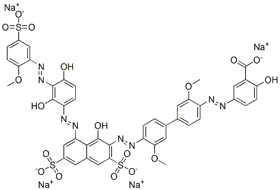 tetrasodium 5-[[4'-[[8-[[2,4-dihydroxy-3-[(2-methoxy-5-sulphonatophenyl)azo]phenyl]azo]-1-hydroxy-3,6-disulphonato-2-naphthyl]azo]-3,3'-dimethoxy[1,1'-biphenyl]-4-yl]azo]salicylate CAS#: 93964-63-7