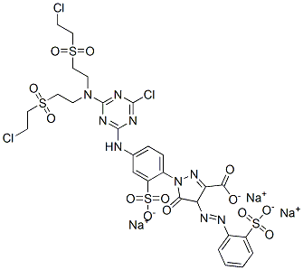 trisodium 1-[4-[[4-[bis[2-[(2-chloroethyl)sulphonyl]ethyl]amino]-6-chloro-1,3,5-triazin-2-yl]amino]-2-sulphonatophenyl]-4,5-dihydro-5-oxo-4-[(2-sulphonatophenyl)azo]-1H-pyrazole-3-carboxylate CAS#: 94021-08-6