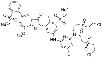 trisodium 1-[5-[[4-[bis[2-[(2-chloroethyl)sulphonyl]ethyl]amino]-6-chloro-1,3,5-triazin-2-yl]amino]-2-methyl-3-sulphonatophenyl]-4,5-dihydro-5-oxo-4-[(2-sulphonatophenyl)azo]-1H-pyrazole-3-carboxylate CAS#: 94021-10-0
