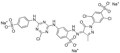 trisodium 2,5-dichloro-4-[(4Z)-4-[[5-[[4-chloro-6-[(4-sulfonatophenyl) amino]-1,3,5-triazin-2-yl]amino]-2-sulfonato-phenyl]hydrazinylidene]-3 -methyl-5-oxo-pyrazol-1-yl]benzenesulfonate CAS#: 97162-20-4