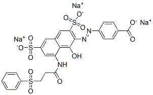 trisodium 4-[[1-hydroxy-8-[[1-oxo-3-(phenylsulphonyl)propyl]amino]-3,6-disulphonato-2-naphthyl]azo]benzoate CAS#: 93803-32-8