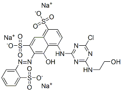 trisodium 4-[[4-chloro-6-[(2-hydroxyethyl)amino]-1,3,5-triazin-2-yl]amino]-5-hydroxy-6-[(2-sulphonatophenyl)azo]naphthalene-1,7-disulphonate CAS#: 93940-67-1