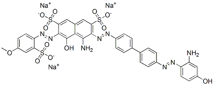 trisodium 4-amino-3-[[4'-[(2-amino-4-hydroxyphenyl)azo][1,1'-biphenyl]-4-yl]azo]-5-hydroxy-6-[(4-methoxy-2-sulphonatophenyl)azo]naphthalene-2,7-disulphonate CAS#: 93803-38-4