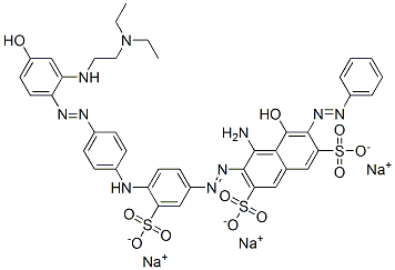 trisodium 4-amino-3-[[4-[[4-[[2-[[2-(diethylamino)ethyl]amino]-4-hydroxyphenyl]azo]phenyl]amino]-3-sulphonatophenyl]azo]-5-hydroxy-6-(phenylazo)naphthalene-2,7-disulphonate CAS#: 94159-50-9