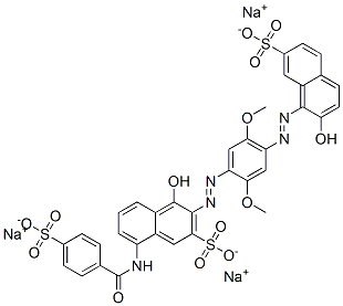 trisodium 4-hydroxy-3-[[4-[(2-hydroxy-7-sulphonato-1-naphthyl)azo]-2,5-dimethoxyphenyl]azo]-8-[(4-sulphonatobenzoyl)amino]naphthalene-2-sulphonate CAS#: 94248-92-7