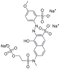 trisodium 4-hydroxy-3-[(4-methoxy-2-sulphonatophenyl)azo]-6-[methyl[[2-(sulphonatooxy)ethyl]sulphonyl]amino]naphthalene-2-sulphonate CAS#: 97692-54-1