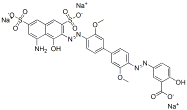 trisodium 5-[[4'-[(8-amino-1-hydroxy-3,6-disulphonato-2-naphthyl)azo]-3,3'-dimethoxy[1,1'-biphenyl]-4-yl]azo]salicylate CAS#: 93964-64-8