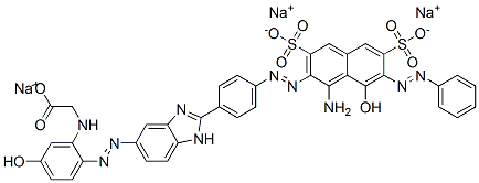 trisodium N-[2-[[2-[4-[[1-amino-8-hydroxy-7-(phenylazo)-3,6-disulphonato-2-naphthyl]azo]phenyl]-1H-benzimidazol-5-yl]azo]-5-hydroxyphenyl]glycinate CAS#: 93857-61-5