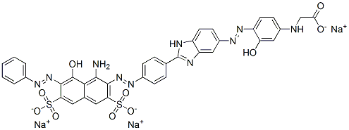 trisodium N-[4-[[2-[4-[[1-amino-8-hydroxy-7-(phenylazo)-3,6-disulpho-2-naphthyl]azo]phenyl]-1H-benzimidazol-5-yl]azo]-3-hydroxyphenyl]glycinate CAS#: 93857-60-4