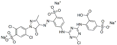 trisodium hydrogen 2-[[4-chloro-6-[[3-[[1-(2,5-dichloro-4-sulphonatophenyl)-4,5-dihydro-3-methyl-5-oxo-1H-pyrazol-4-yl]azo]-4-sulphonatophenyl]amino]-1,3,5-triazin-2-yl]amino]-5-sulphonatobenzoate CAS#: 93778-50-8