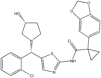 1-(1,3-Benzodioxol-5-yl)-N-[5-[(S)-(2-chlorophenyl)[(3R)-3-hydroxy-1-pyrrolidinyl]methyl]-2-thiazolyl]-cyclopropanecarboxamide CAS#: 926664-32-6