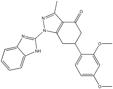 1-(1H-benzimidazol-2-yl)-6-(2,4-dimethoxyphenyl)-3-methyl-1,5,6,7-tetrahydro-4H-indazol-4-one CAS#: 925021-53-0