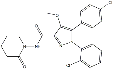 1-(2-Chlorophenyl)-5-(4-chlorophenyl)-4-methoxy-N-(2-oxo-1-piperidinyl)-1H-pyrazole-3-carboxamide CAS#: 935256-10-3
