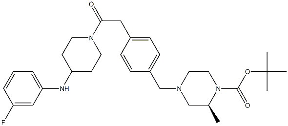 1-Piperazinecarboxylic acid, 4-[[4-[2-[4-[(3-fluorophenyl)aMino]-1-piperidinyl]-2-oxoethyl]phenyl]Methyl]-2-Methyl-, 1,1-diMethylethyl ester, (2S)- CAS#: 923565-74-6