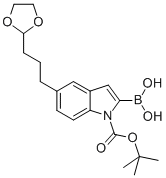 1H-Indole-1-carboxylic acid, 2-borono-5-[3-(1,3-dioxolan-2-yl)propyl]-, 1-(1,1-dimethylethyl) ester CAS#: 906000-55-3