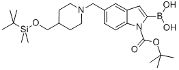 1H-Indole-1-carboxylic acid, 2-borono-5-[[4-[[[(1,1-dimethylethyl)dimethylsilyl]oxy]methyl]-1-piperidinyl]methyl]-, 1-(1,1-dimethylethyl) ester CAS#: 913388-71-3
