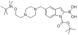 1H-Indole-1-carboxylic acid, 2-borono-5-[[4-[2-[[(1,1-dimethylethyl)dimethylsilyl]oxy]ethyl]-1-piperazinyl]methyl]-, 1-(1,1-dimethylethyl) ester CAS#: 913388-70-2