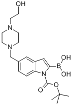 1H-Indole-1-carboxylic acid, 2-borono-5-[[4-(2-hydroxyethyl)-1-piperazinyl]methyl]-, 1-(1,1-dimethylethyl) ester CAS#: 913388-61-1