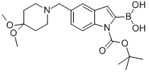 1H-Indole-1-carboxylic acid, 2-borono-5-[(4,4-dimethoxy-1-piperidinyl)methyl]-, 1-(1,1-dimethylethyl) ester CAS#: 913388-69-9