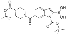 1H-Indole-1-carboxylic acid, 2-borono-6-[[4-[(1,1-dimethylethoxy)carbonyl]-1-piperazinyl]carbonyl]-, 1-(1,1-dimethylethyl) ester CAS#: 913388-59-7