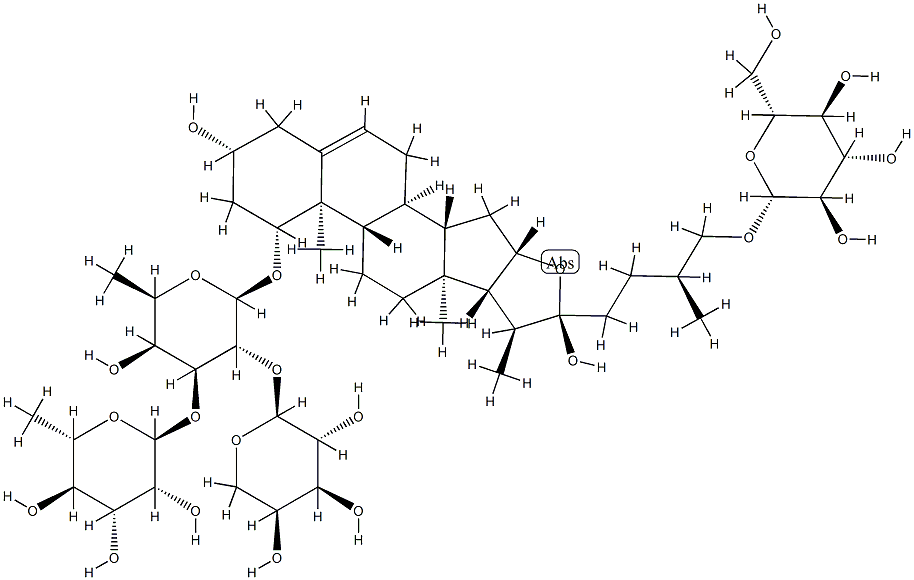 (1beta,3beta,22alpha,25S)-26-(beta-D-Glucopyranosyloxy)-3,22-dihydroxyfurost-5-en-1-yl O-alpha-L-arabinopyranosyl-(1-2)-O-[6-deoxy-alpha-L-mannopyranosyl-(1-3)]-6-deoxy-beta-D-Galactopyranoside CAS#: 943914-99-6