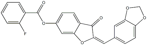 2-(1,3-benzodioxol-5-ylmethylene)-3-oxo-2,3-dihydro-1-benzofuran-6-yl 2-fluorobenzoate CAS#: 929514-21-6