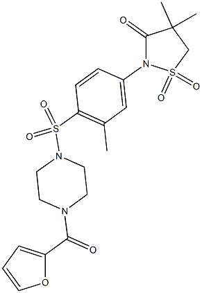 2-(4-{[4-(2-furoyl)-1-piperazinyl]sulfonyl}-3-methylphenyl)-4,4-dimethyl-3-isothiazolidinone 1,1-dioxide CAS#: 951937-48-7