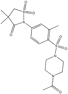2-{4-[(4-acetyl-1-piperazinyl)sulfonyl]-3-methylphenyl}-4,4-dimethyl-3-isothiazolidinone 1,1-dioxide CAS#: 951930-50-0