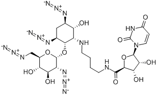 (2S,3S,4R,5R)-N-(4-((1S,2S,3S,5R,6R)-3,5-DIAZIDO-2-((2S,3R,4R,5S,6R)-3-AZIDO-6-(AZIDOMETHYL)-4,5-DIHYDROXYTETRAHYDRO-2H-PYRAN-2-YLOXY)-6-HYDROXYCYCLOHEXYLAMINO)BUTYL)-5-(2,4-DIOXO-3,4-DIHYDROPYRIMIDIN-1(2H)-YL)-3,4-DIHYDROXYTETRAHYDROFURAN-2-CARBOXAMIDE CAS#: 948916-18-5