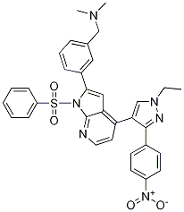 3-[4-[1-Ethyl-3-(4-nitrophenyl)-1H-pyrazol-4-yl]-1-(phenylsulfonyl)-1H-pyrrolo[2,3-b]pyridin-2-yl]-N,N-dimethylbenzenemethanamine CAS#: 942920-68-5