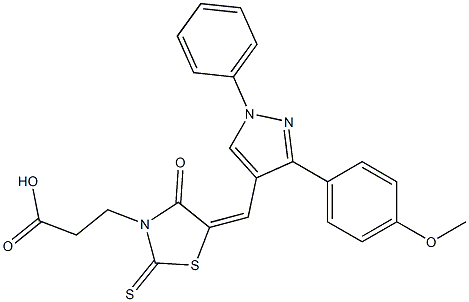 3-[(5E)-5-{[3-(4-methoxyphenyl)-1-phenyl-1H-pyrazol-4-yl]methylidene}-4-oxo-2-thioxo-1,3-thiazolidin-3-yl]propanoic acid CAS#: 956611-24-8