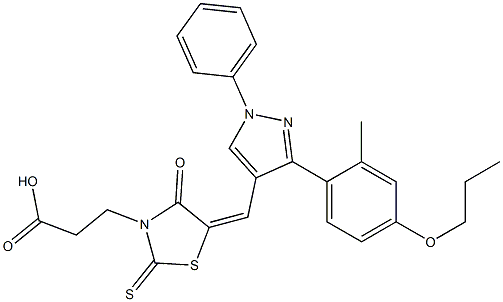 3-[(5Z)-5-{[3-(2-methyl-4-propoxyphenyl)-1-phenyl-1H-pyrazol-4-yl]methylidene}-4-oxo-2-thioxo-1,3-thiazolidin-3-yl]propanoic acid CAS#: 955876-51-4