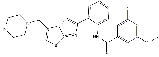 3-fluoro-5-methoxy-N-(2-(3-(piperazin-1-ylmethyl)imidazo[2,1-b]thiazol-6-yl)phenyl)benzamide CAS#: 925437-64-5
