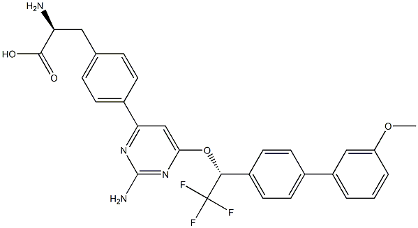4-[2-Amino-6-[(1R)-2,2,2-trifluoro-1-(3'-methoxy[1,1'-biphenyl]-4-yl)ethoxy]-4-pyrimidinyl]-L-phenylalanine CAS#: 945976-76-1