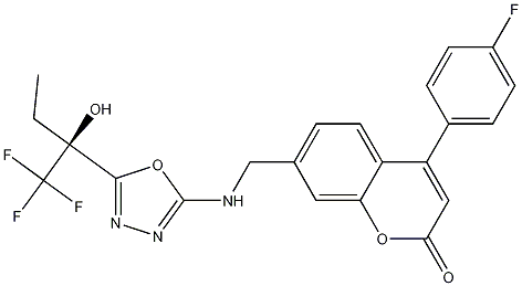 4-(4-Fluorophenyl)-7-[[[5-[(1S)-1-hydroxy-1-(trifluoromethyl)propyl]-1,3,4-oxadiazol-2-yl]amino]methyl]-2H-1-benzopyran-2-one CAS#: 910656-27-8