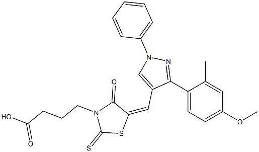 4-[(5Z)-5-{[3-(4-methoxy-2-methylphenyl)-1-phenyl-1H-pyrazol-4-yl]methylidene}-4-oxo-2-thioxo-1,3-thiazolidin-3-yl]butanoic acid CAS#: 955899-71-5